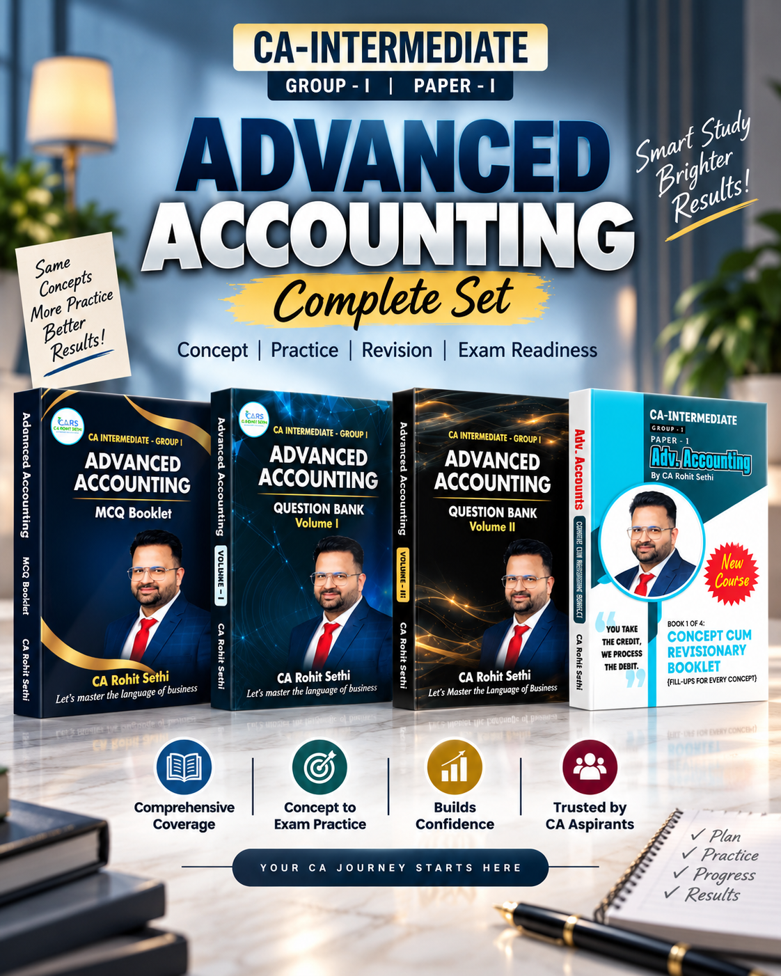 CA Intermediate Advanced Accounting Complete Set of 4 Books book cover